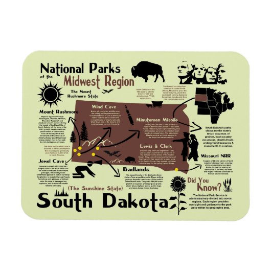 Magnet Flexible Map of South Dakota National Parks (Horizontal)