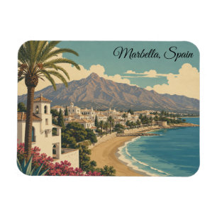 Magnet Flexible Marbella Espagne Voyage Méditerranée Vintage Plage