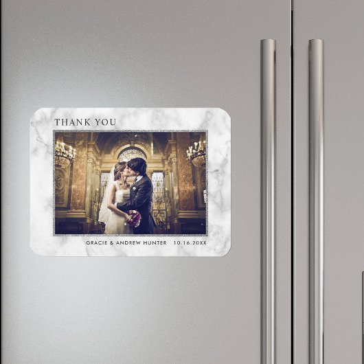 Magnet Flexible Marbre blanc moderne Merci de Parties scintillant 