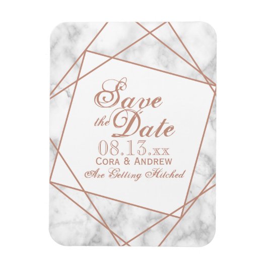 Magnet Flexible Marbre et Faux Rose Gold Sauvez la date (Vertical)