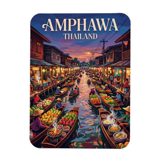 Magnet Flexible Marché flottant d'Amphawa Thaïlande (Vertical)