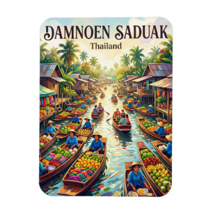 Magnet Flexible Marché flottant de Damnoen Saduak Thaïlande