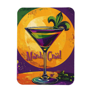 Magnet Flexible Mardi Gras du milieu du siècle Cocktail Fleur De L