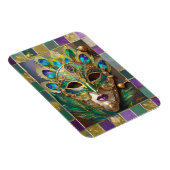 Magnet Flexible Mardi Gras Gold Ceramic Peacock Feature Masque (Côté Droit)