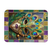 Magnet Flexible Mardi Gras Gold Ceramic Peacock Feature Masque (Horizontal)