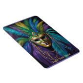 Magnet Flexible Mardi Gras Masque perles de plumes Carnaval Texte (Côté Droit)