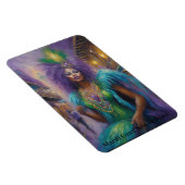 Magnet Flexible Mardi Gras Reine En Costume Plumes & Perles Texte (Côté Droit)