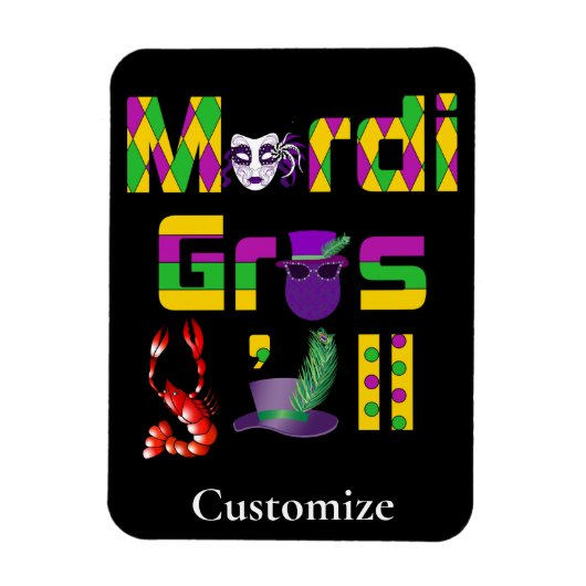 Magnet Flexible Mardi Gras Y'all Thunder_Cove (Vertical)