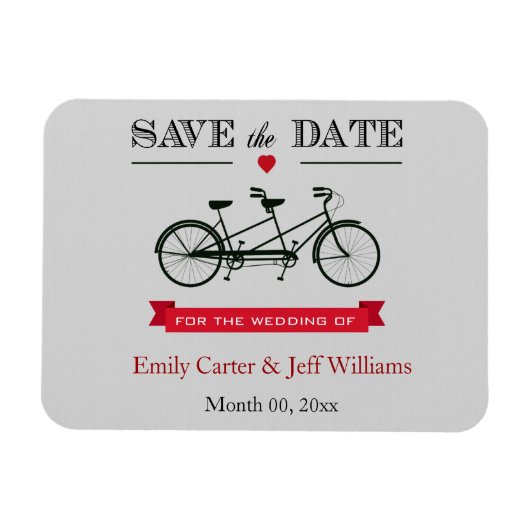 Magnet Flexible Mariage à bicyclette en tandem Enregistrer la date (Horizontal)