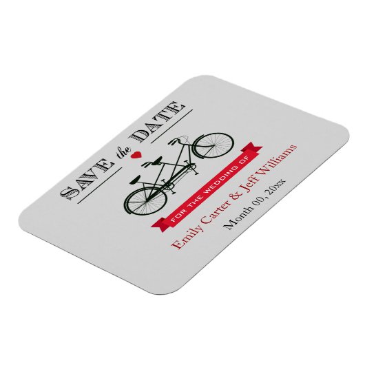 Magnet Flexible Mariage à bicyclette en tandem Enregistrer la date (Côté Gauche)