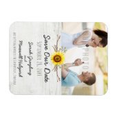 Magnet Flexible Mariage à la Ferme Fleur de Tournesol et Bois Rust (Horizontal)