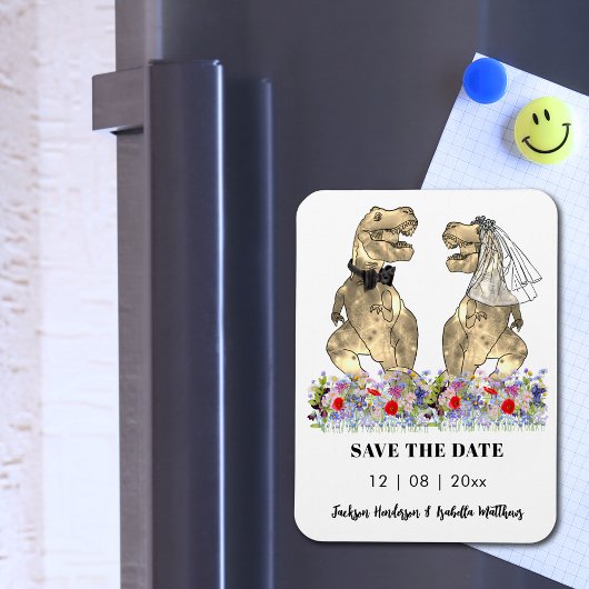 Magnet Flexible Mariage à thème dinosaure Fun Save the Date
