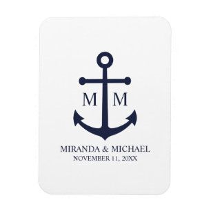 Magnet Flexible Mariage Ancre bleu marine