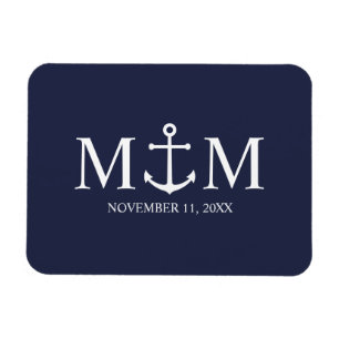 Magnet Flexible Mariage Ancre bleu marine