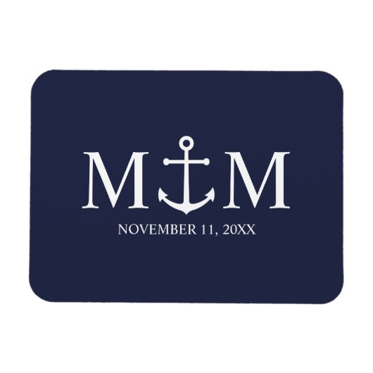 Magnet Flexible Mariage Ancre bleu marine (Horizontal)