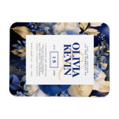 Magnet Flexible Mariage Bleu Nuit et Or Floral Aquarelle (Horizontal)