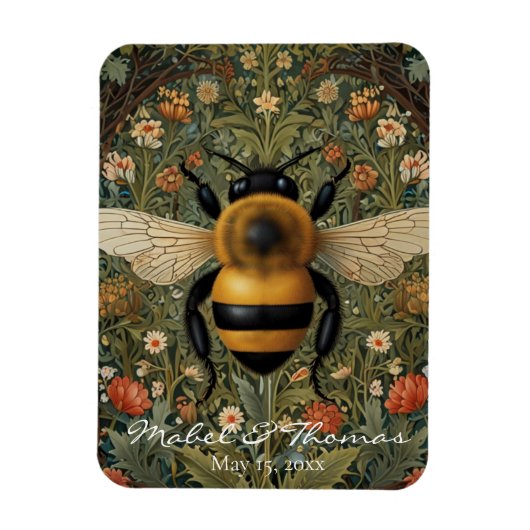Magnet Flexible Mariage bohème personnalisé avec abeille et botani (Vertical)