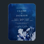 Magnet Flexible Mariage botanique bleu Indigo<br><div class="desc">Indigo Blue Botanical Mariage floral foncé et clair</div>