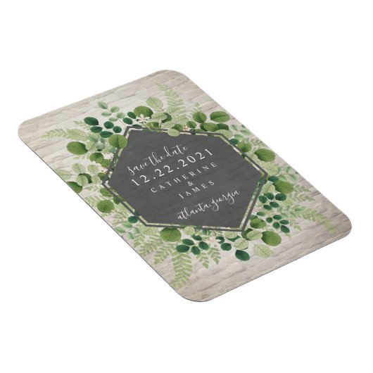 Magnet Flexible Mariage botanique en brique blanche Enregistrer la (Côté Droit)