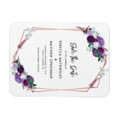 Magnet Flexible Mariage botanique floral violet Enregistrer la dat (Horizontal)