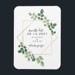 Magnet Flexible Mariage Botanique Géométrique Enregistrer La Date<br><div class="desc">Un mariage rustique élégant sauvez l'aimant de date avec un design botanique d'inspiration aquarelle autour d'un cadre géométrique avec du texte noir. Recherchez des invitations de mariage et d'autres objets de coordination chez Jill's Paperie.</div>