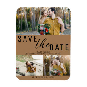Magnet Flexible Mariage Brown Save the Date 3 Photos