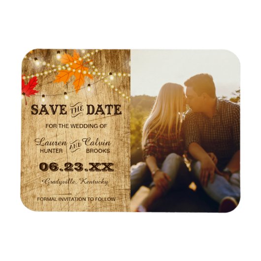 Magnet Flexible Mariage campagnard d'automne Enregistrer la date a (Horizontal)