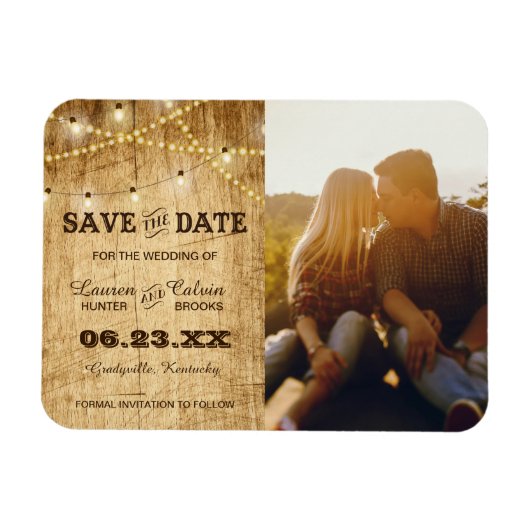 Magnet Flexible Mariage campagnard Enregistrer la date avec photo (Horizontal)
