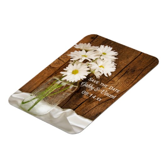 Magnet Flexible Mariage campagnard Mason Jar Daisies Enregistrer l (Côté Gauche)
