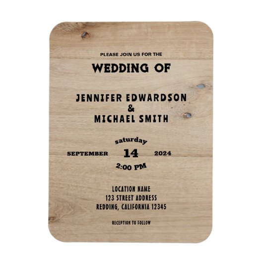 Magnet Flexible Mariage campagnard rustique en bois de grange (Vertical)