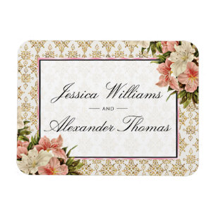 Magnet Flexible Mariage Chic Printemps Bouquets & Paillettes D'or