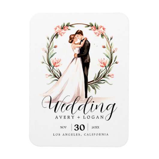 Magnet Flexible mariage d'aquarelle mariée et mariée (Vertical)