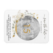 Magnet Flexible Mariage d'aquarelle or Pleine lune Fleur sauvage (Horizontal)