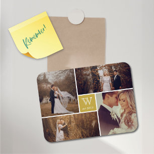 Magnet Flexible Mariage de bloc moderne Monogramme Photo Collage M