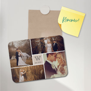 Magnet Flexible Mariage de bloc moderne Monogramme Photo Collage M