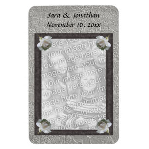 Magnet Flexible Mariage de cadre de roses blanches Photo personnal