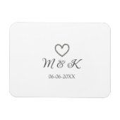 Magnet Flexible Mariage de coeur d'argent lettre de nom de couple (Horizontal)