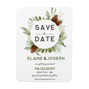 Magnet Flexible Mariage de cône de pin conifère rustique Enregistr
