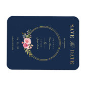 Magnet Flexible Mariage de couronne rose élégant de la marine pers (Horizontal)