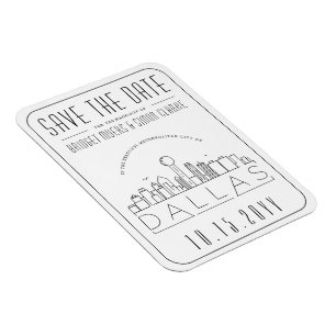 Magnet Flexible Mariage de Dallas Skyline stylisé Enregistrer la d