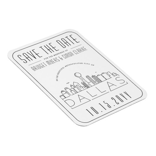 Magnet Flexible Mariage de Dallas Skyline stylisé Enregistrer la d (Côté Droit)