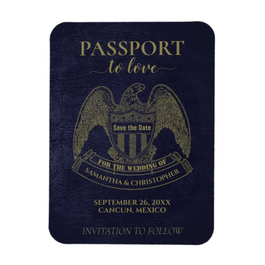 Magnet Flexible Mariage de destination Enregistrer le passeport de (Vertical)