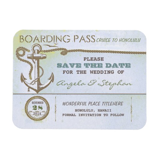 Magnet Flexible mariage de destination nautique enregistrer l'aima (Horizontal)