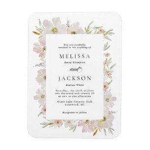 Magnet Flexible Mariage de fleurs d'aquarelle crème et bleu