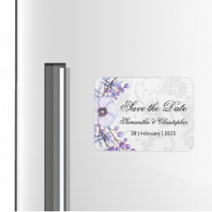 Magnet Flexible Mariage de fleurs violettes Berry Wreath Enregistr