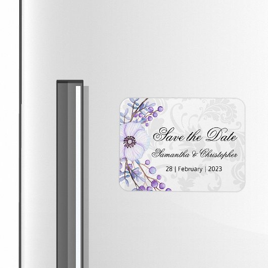 Magnet Flexible Mariage de fleurs violettes Berry Wreath Enregistr