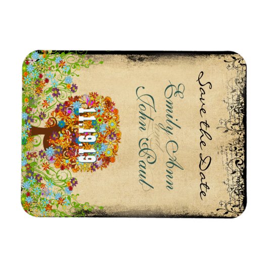 Magnet Flexible Mariage de forêt enchantée Enregistrer la date (Horizontal)