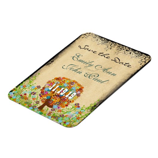 Magnet Flexible Mariage de forêt enchantée Enregistrer la date (Côté Gauche)