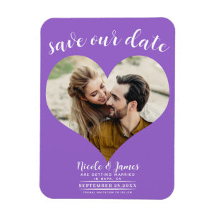 Magnet Flexible Mariage de photos de coeur violet Enregistrer la d