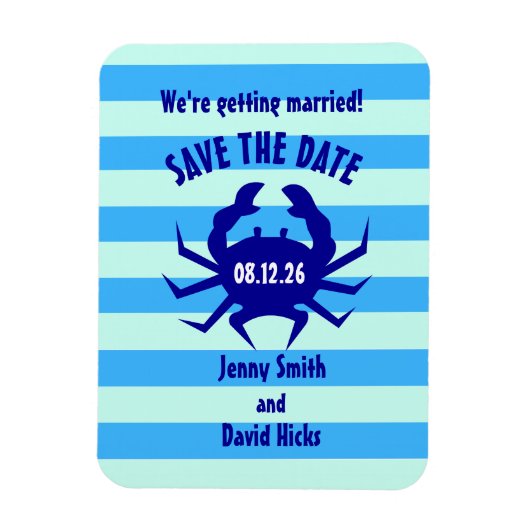 Magnet Flexible Mariage de plage crabe nautique (Vertical)